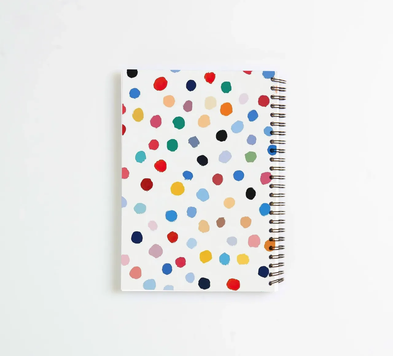 Polkadots Abstract Dots White Colourful Colourful Minimal spiral notebook by Nikis Art Studio