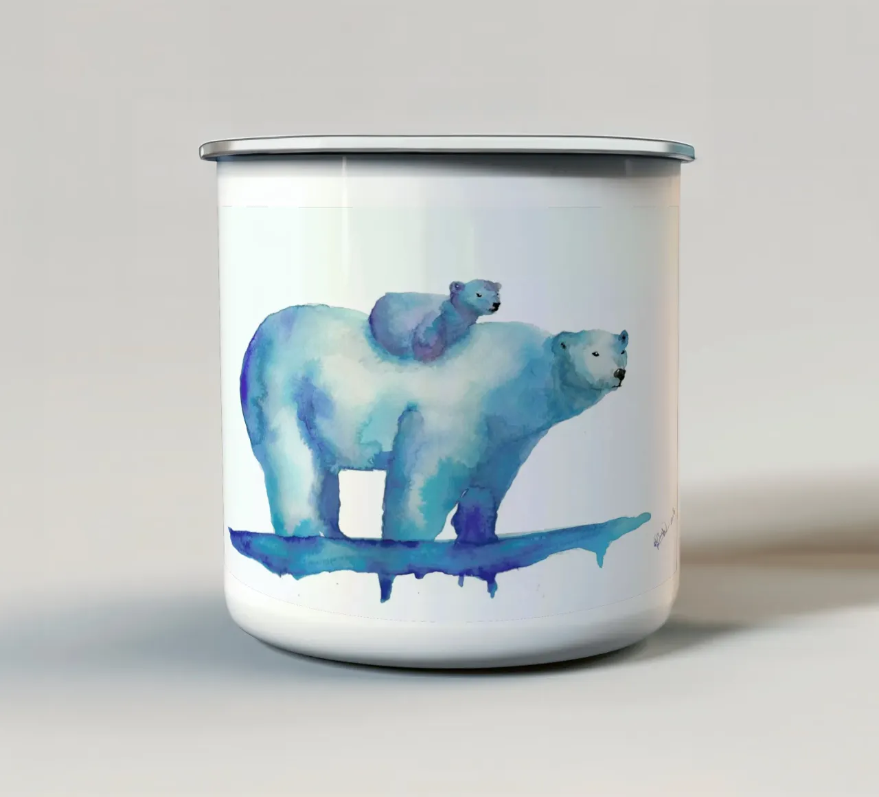 Polar Bears tazza in smalto da Larissa van der Laan