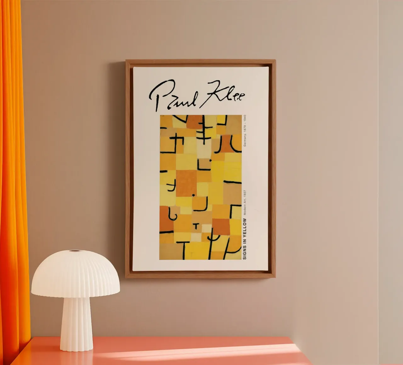 Paul Klee - Segni in giallo tela con Cornice a cassetta da Old Masters