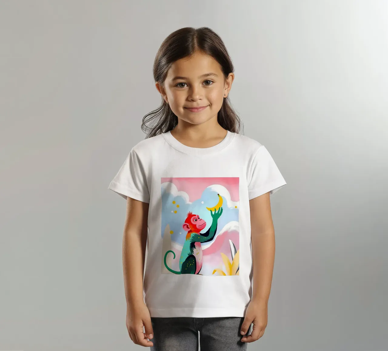 Lunar Harvest: A Monkey's Celestial Cravings kids t-shirt by 83oranges