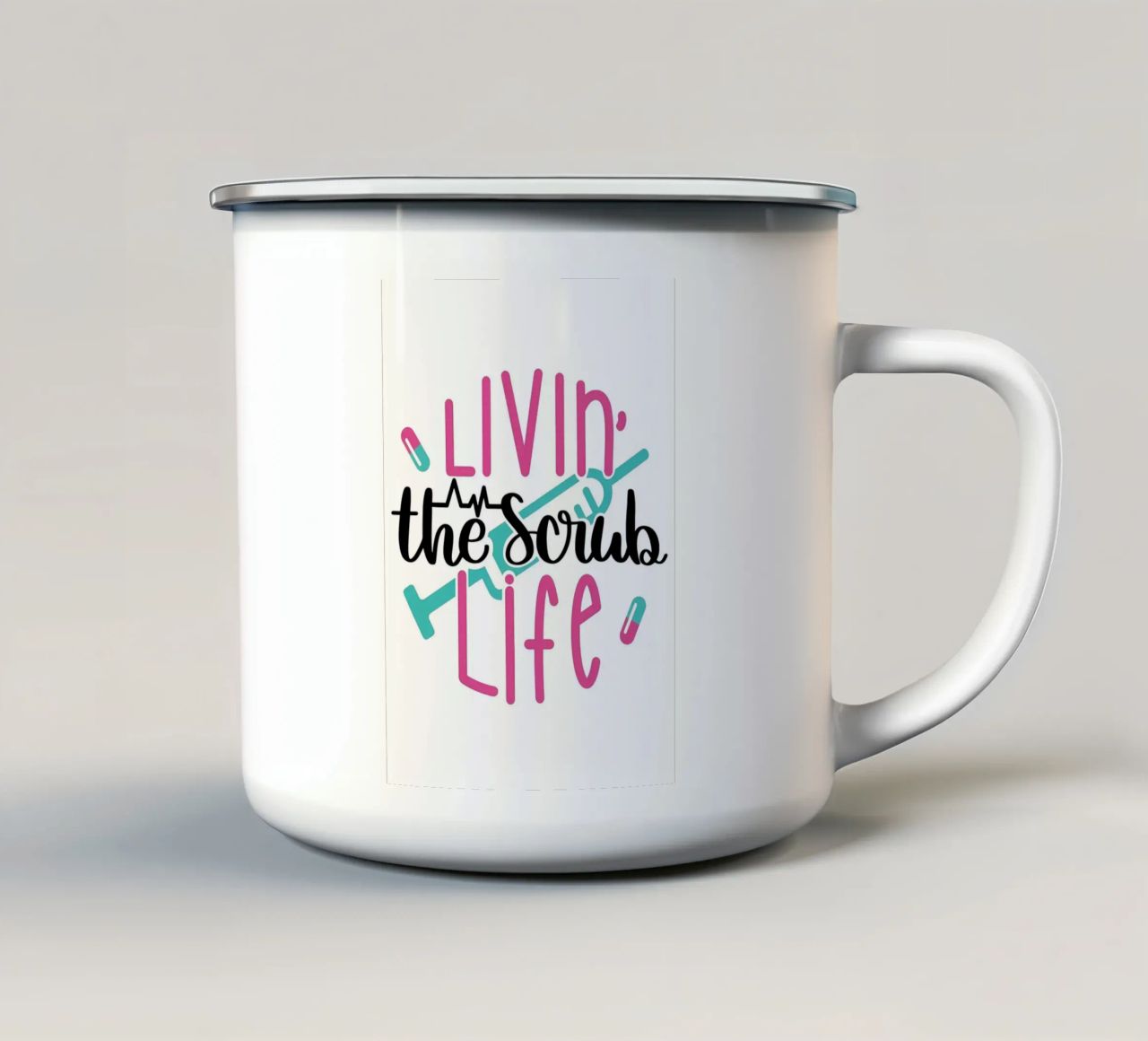 Vivere la vita da scrub tazza in smalto da Raegen