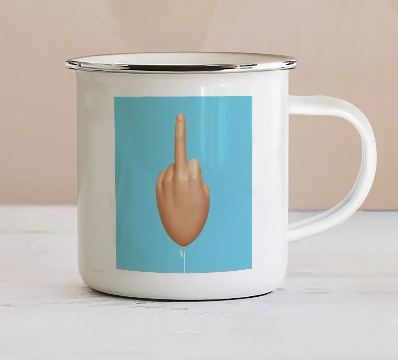 Middlefinger Balloon tazza in smalto da suckertom