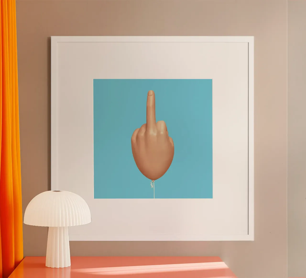 Middlefinger Balloon poster con telaio in plastica da suckertom