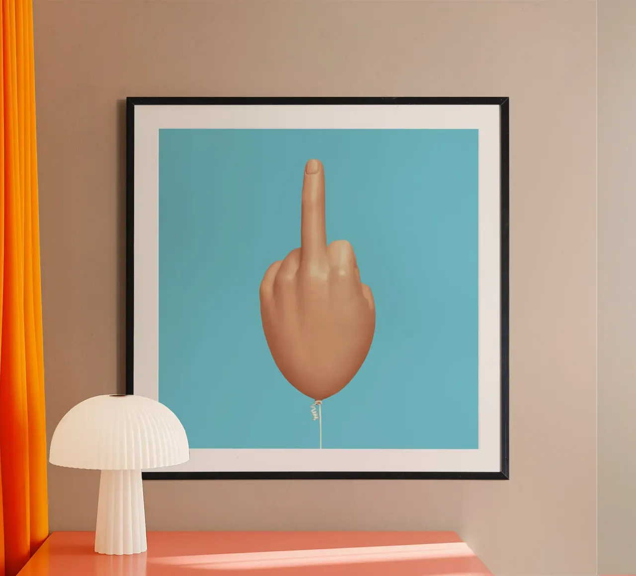 Middlefinger Balloon poster con telaio in plastica da suckertom