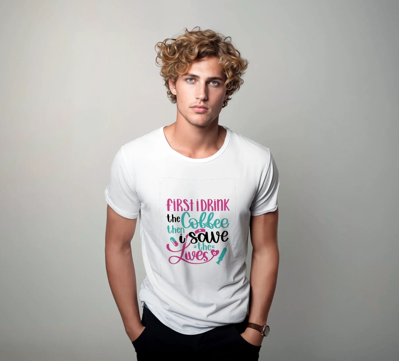 Caffè e poi salvo vite umane t-shirt da Raegen