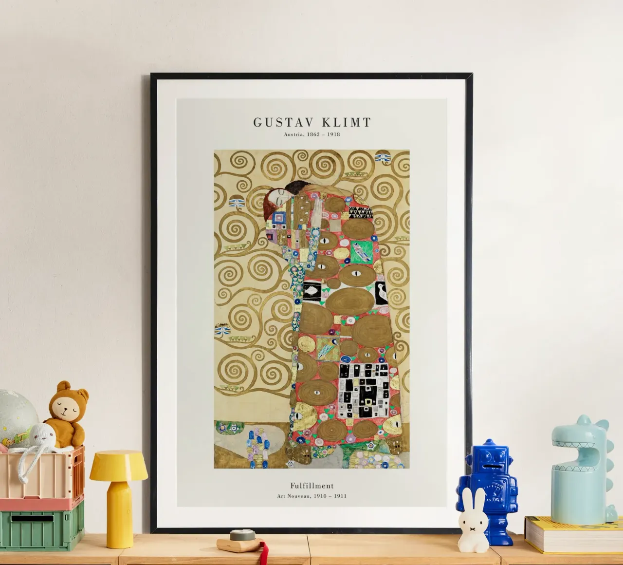 Gustav Klimt - Pienezza di vita poster con telaio in alluminio da Old Masters
