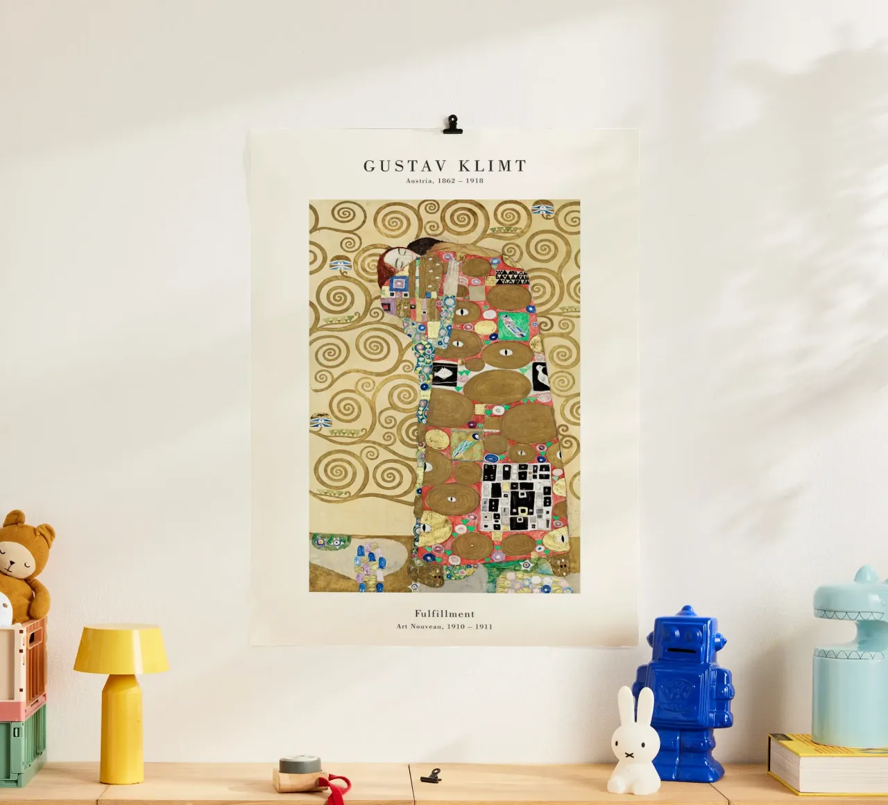 Gustav Klimt - Pienezza di vita poster con telaio in alluminio da Old Masters