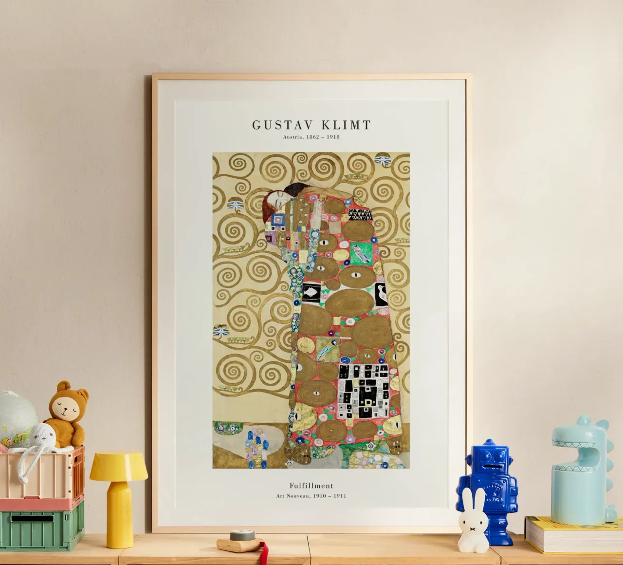 Gustav Klimt - Pienezza di vita poster con telaio in alluminio da Old Masters