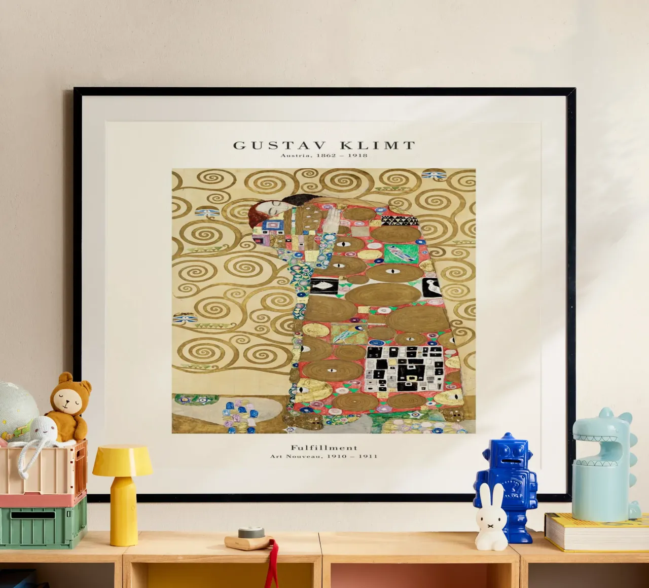 Gustav Klimt - Pienezza di vita poster con telaio in alluminio da Old Masters