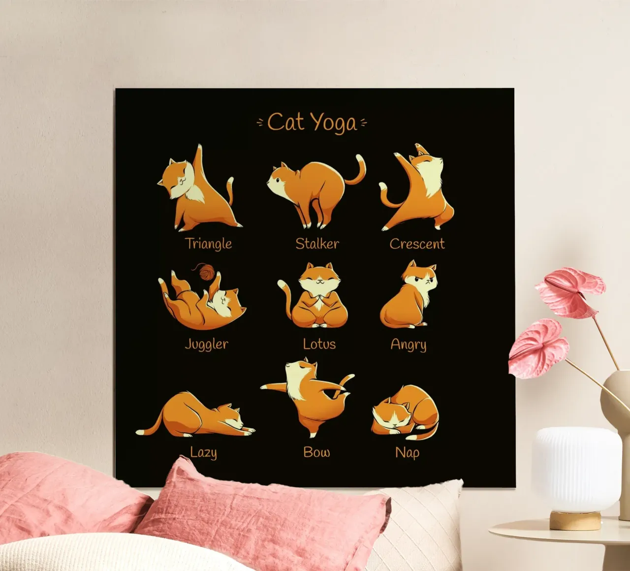 Yoga Cat poster con telaio in plastica da Tobe Fonseca