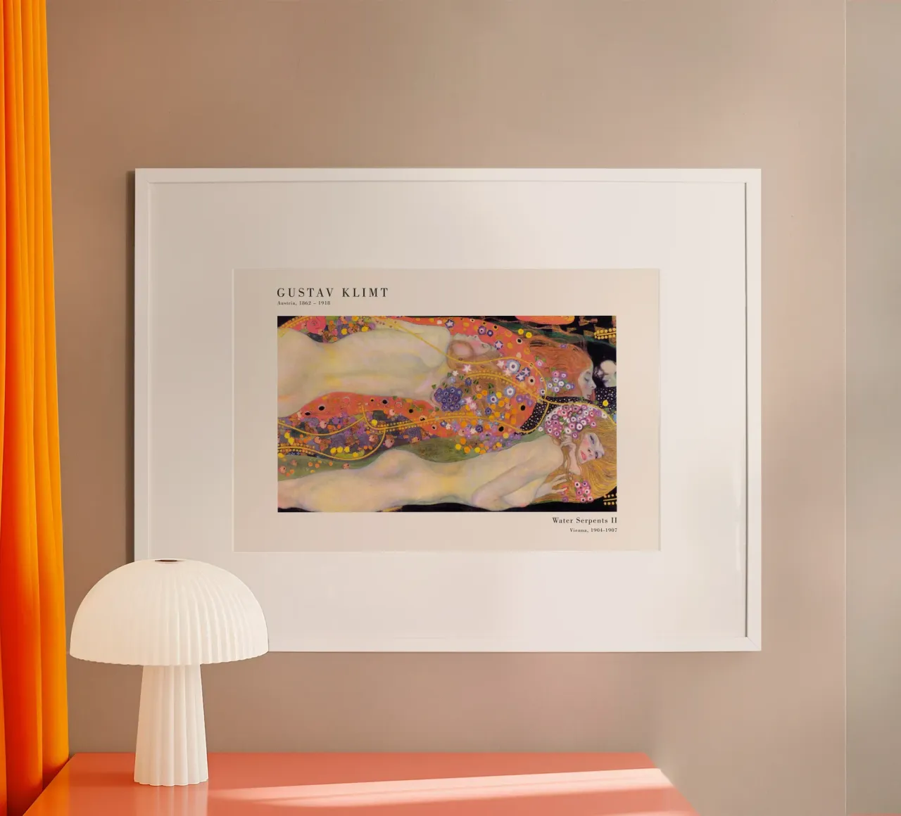 Gustav Klimt - Serpenti d'acqua II poster con telaio in alluminio da Old Masters