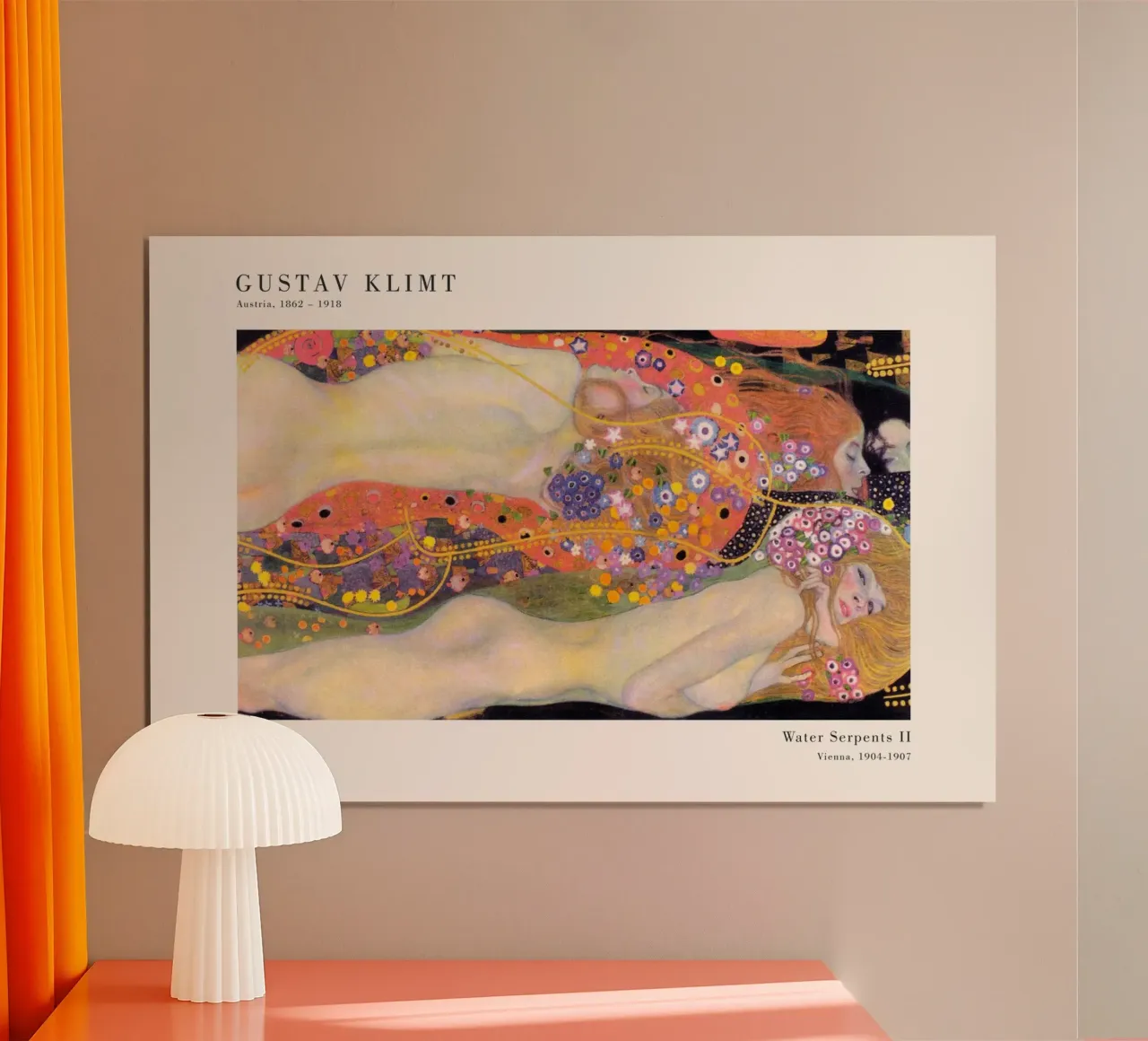Gustav Klimt - Serpenti d'acqua II poster con telaio in alluminio da Old Masters