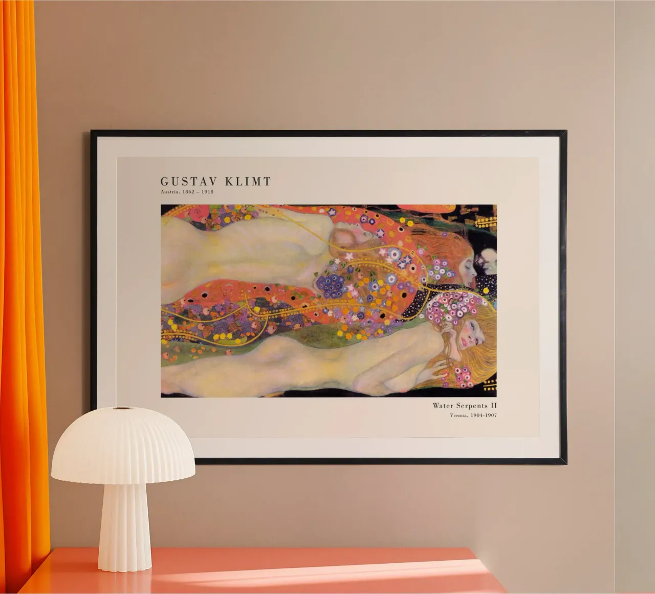 Gustav Klimt - Serpenti d'acqua II poster con telaio in alluminio da Old Masters