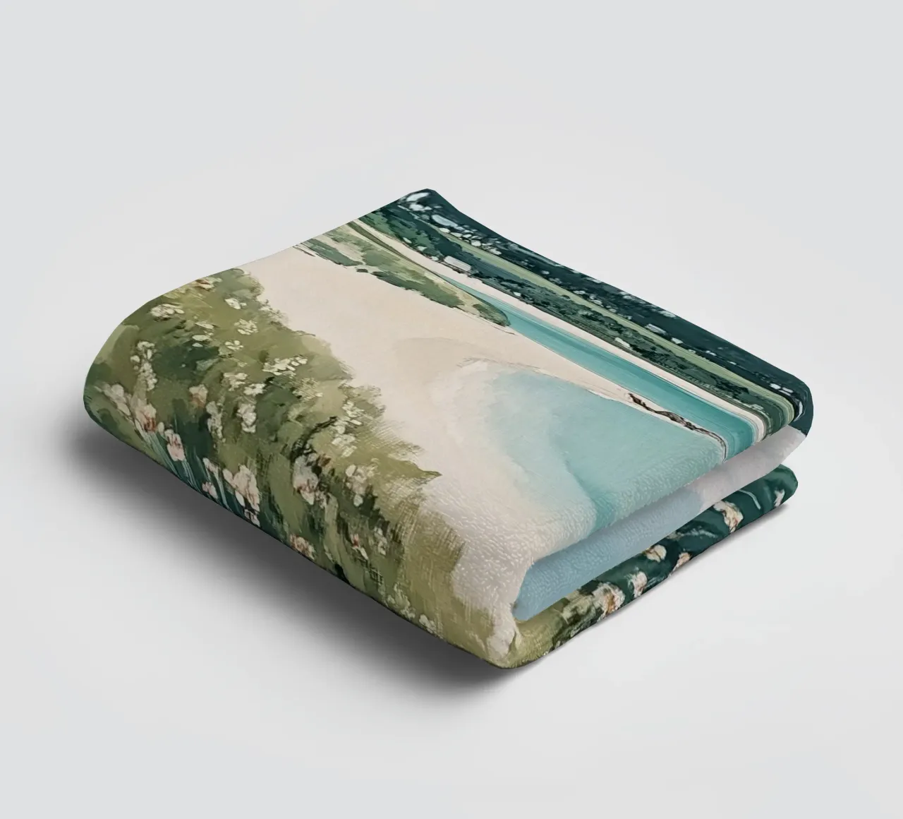 Mare con barche a vela e fiori vivaci asciugamano da bagno da Melloi Art Print