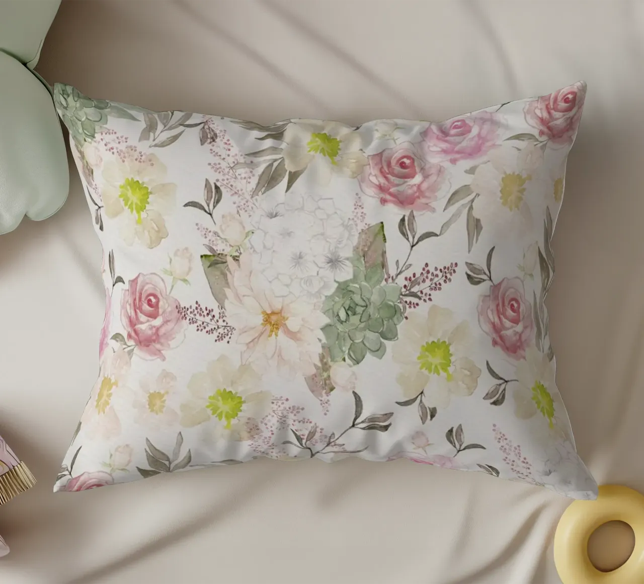 Danza circolare dei fiori in primavera cuscino da CalliLetters
