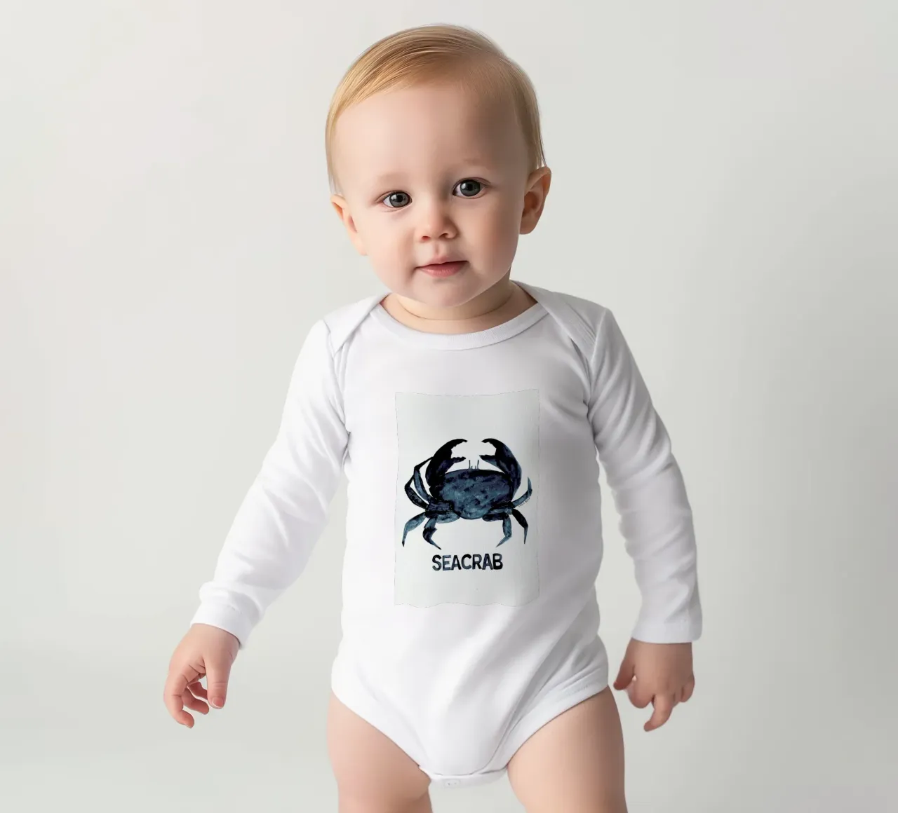Seacrab long-sleeve baby romper by Nathys_illustration