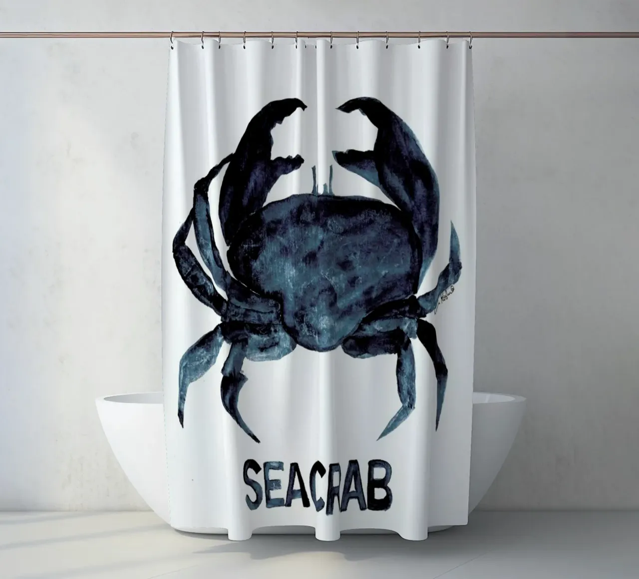 Seacrab shower curtain by Nathys_illustration