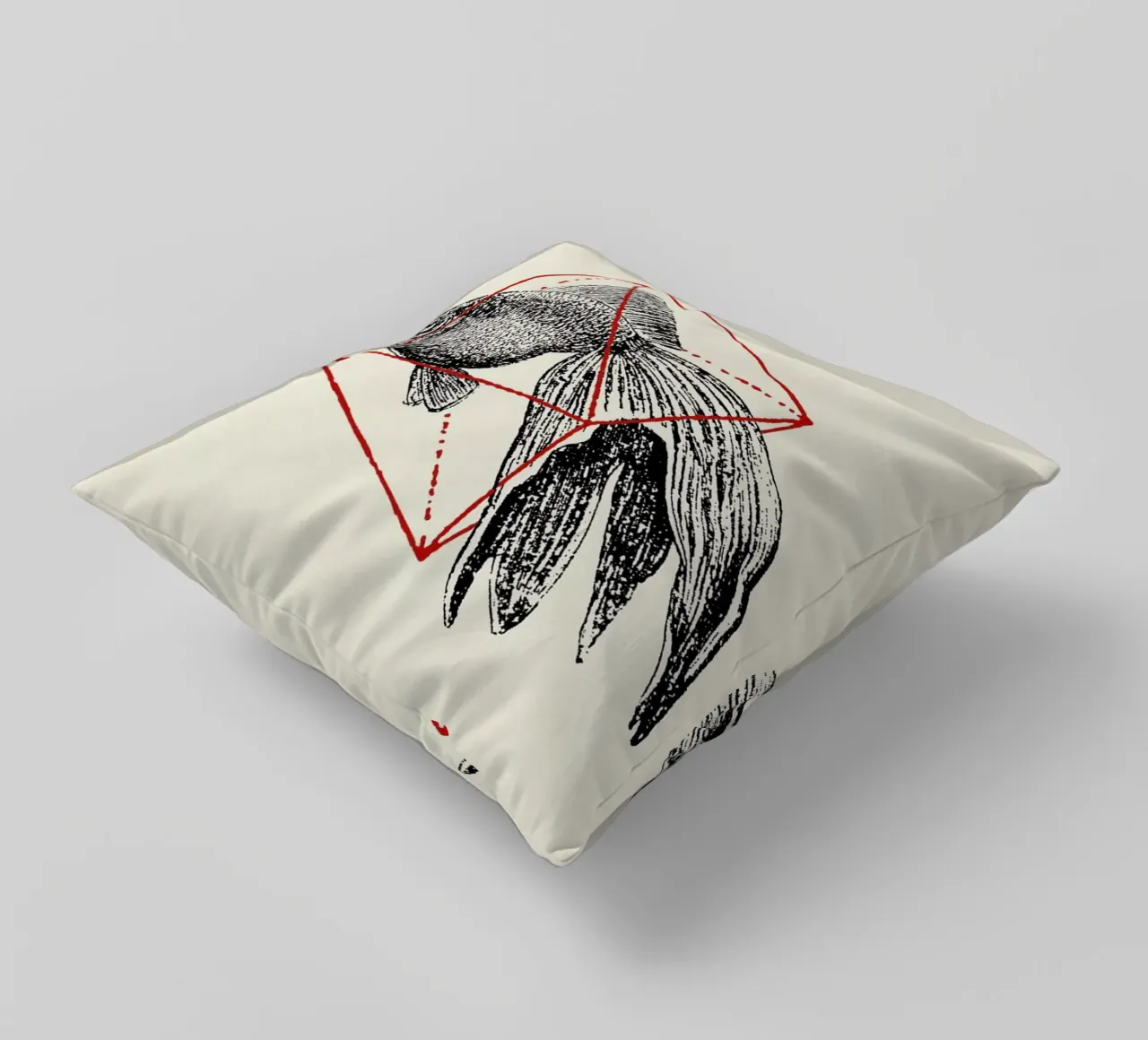 Fish in Geometrics III cuscino da Florent Bodart