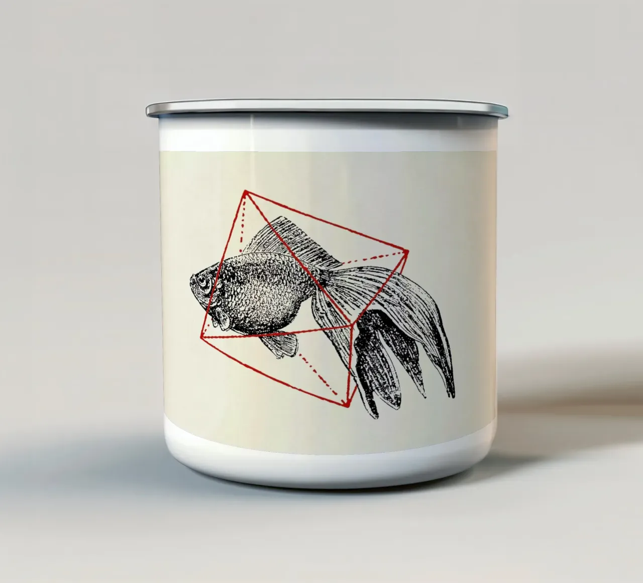 Fish in Geometrics III tazza in smalto da Florent Bodart
