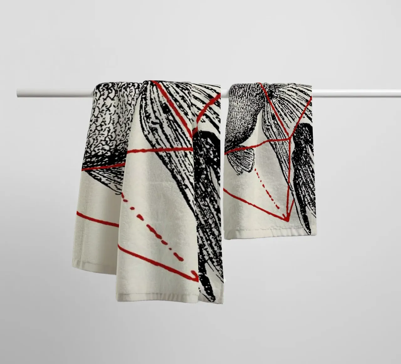 Fish in Geometrics III asciugamano da bagno da Florent Bodart