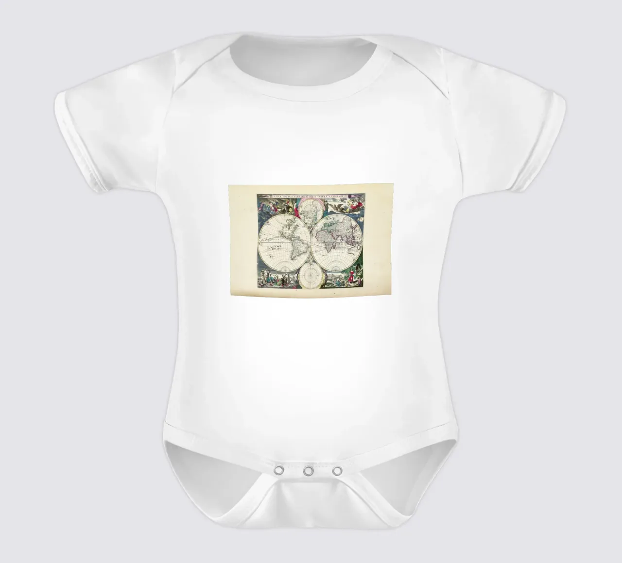 Bormeester Map Of The World body neonato maniche corte da Artokoloro Quint Lox Ltd