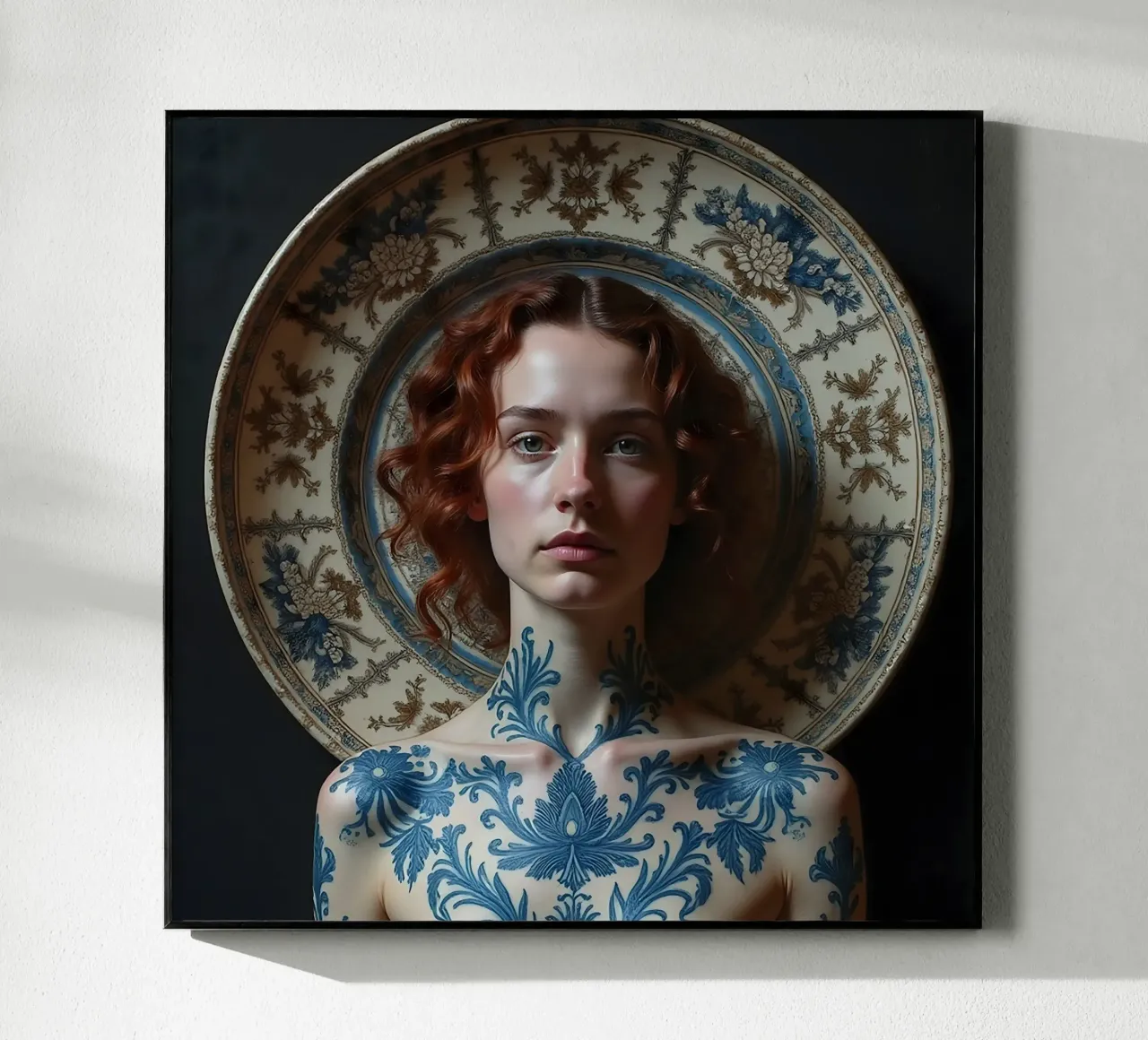 Delft Blue Portrait of Anne acrylic glass by Hai Maivory