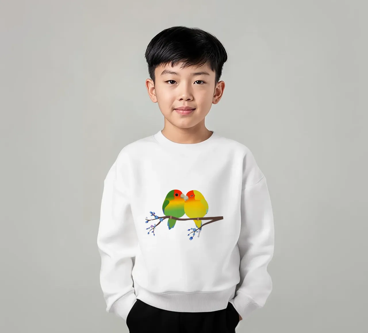 Zwei niedliche eiförmige pfirsichfarbene Unzertrennliche Kinder Sweatshirt von BwiseLizzy