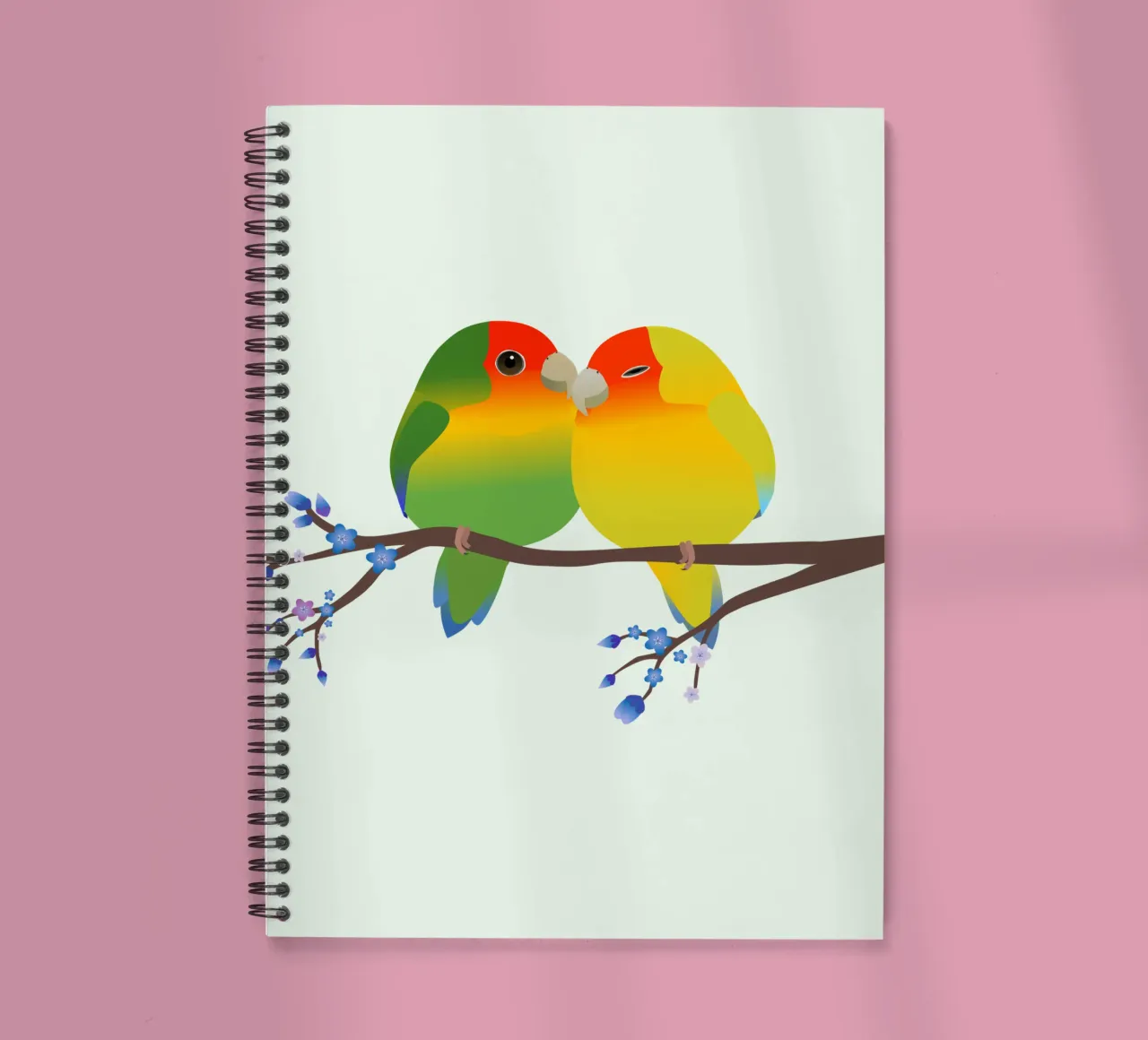 Two cute egg shaped peach faced lovebirds spiral notebook by BwiseLizzy