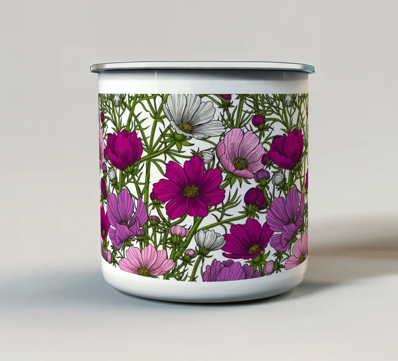 Miscela di fiori di cosmo tazza in smalto da Painted Nature