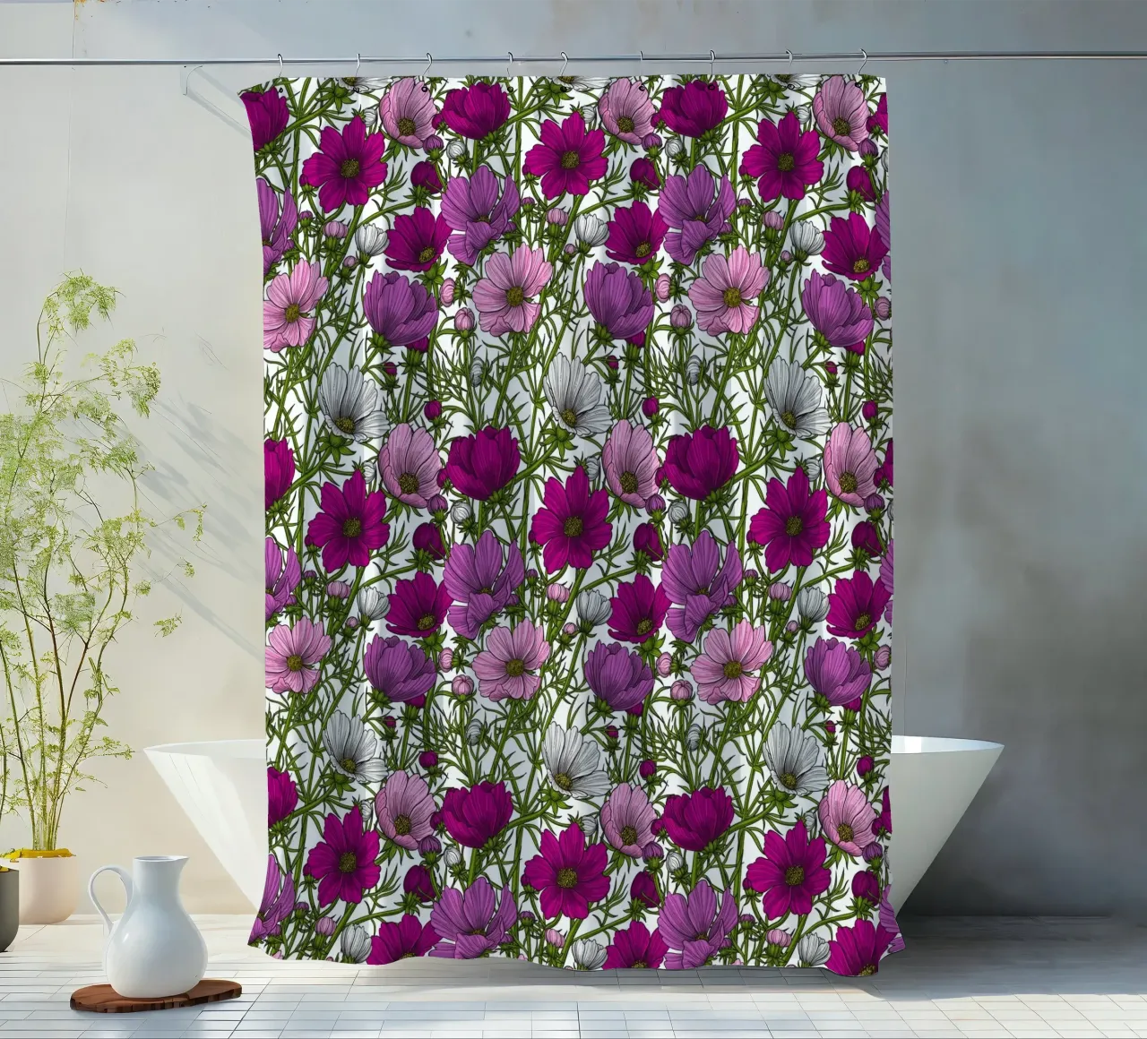 Miscela di fiori di cosmo tenda da doccia da Painted Nature