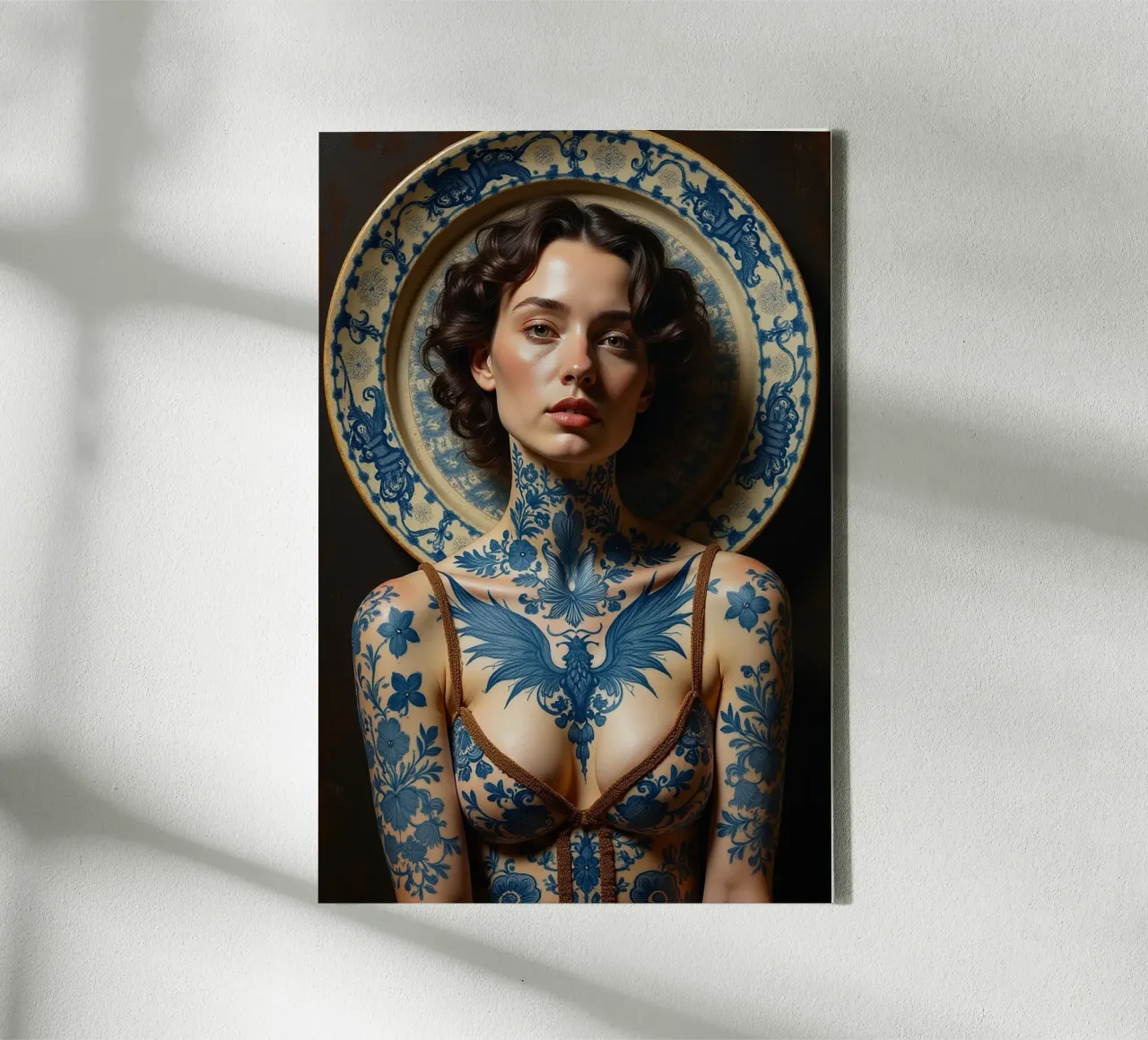 Delft Blue Portrait of Michaela tela con Cornice a cassetta da Hai Maivory