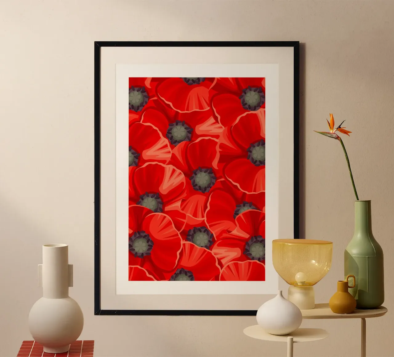 Roue coquelicot poster avec cadre en aluminium de Idées & Création