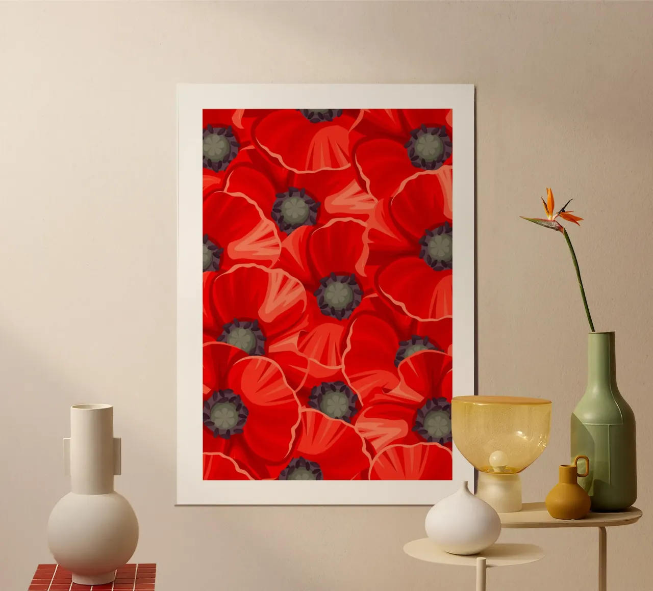 Roue coquelicot poster avec cadre en aluminium de Idées & Création