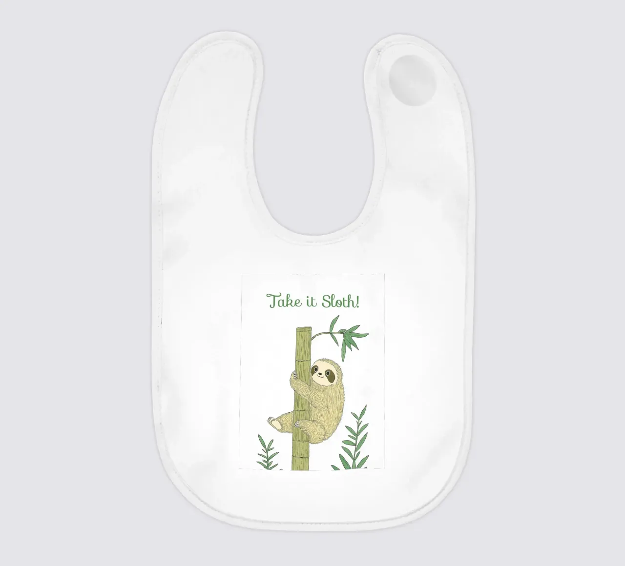 "Take it Sloth" Cute Funny Animal & Nature Forest Jungle art bavaglino da Kaji