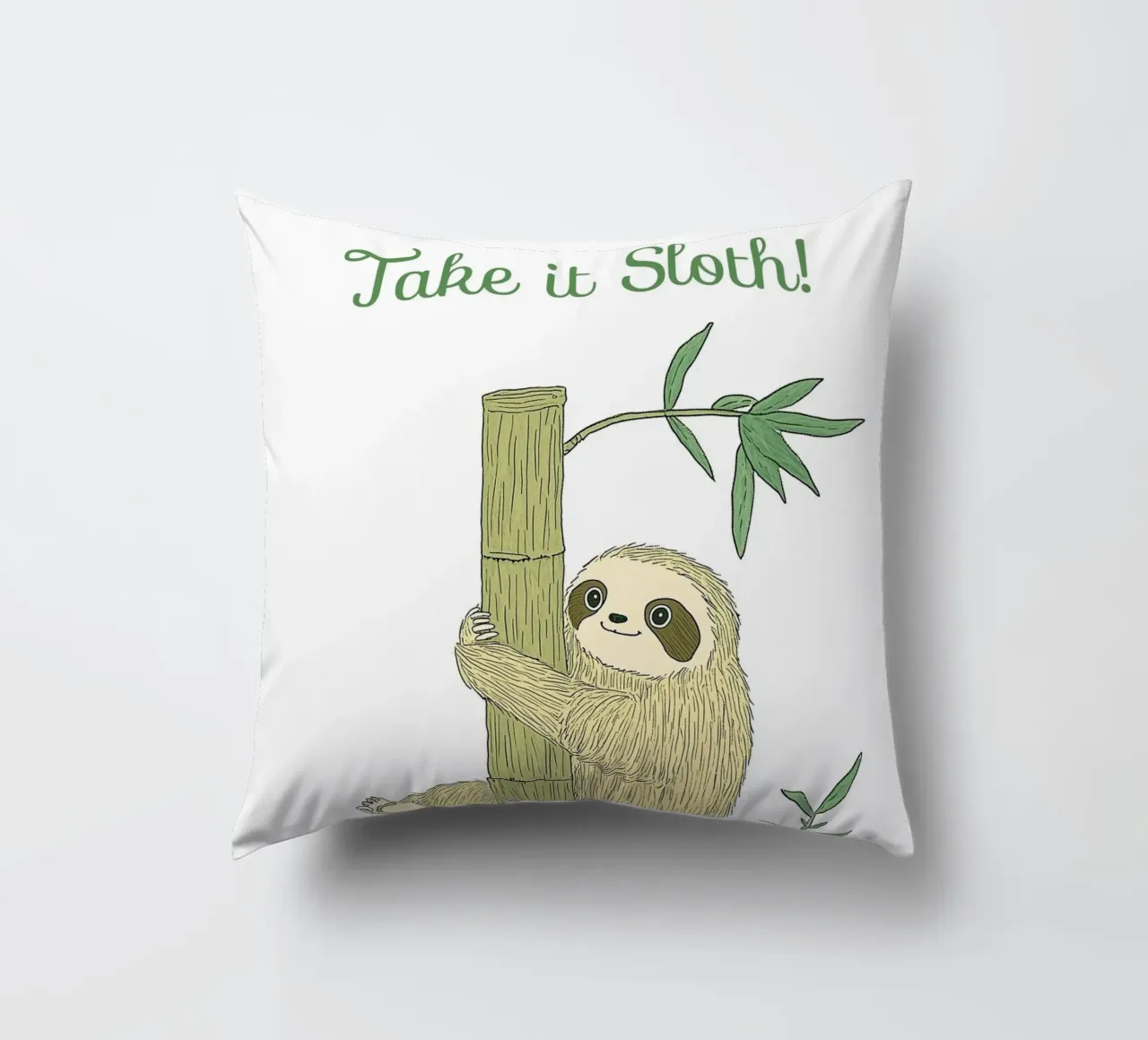 "Take it Sloth" Cute Funny Animal & Nature Forest Jungle art cuscino da Kaji