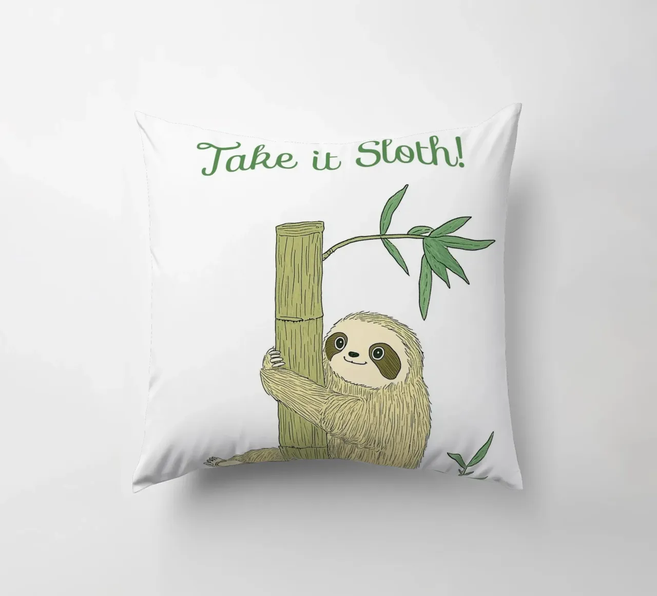 "Take it Sloth" Cute Funny Animal & Nature Forest Jungle art cuscino da Kaji