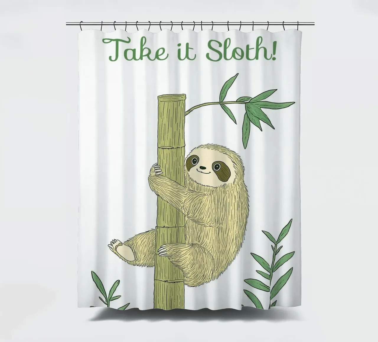 "Take it Sloth" Cute Funny Animal & Nature Forest Jungle art tenda da doccia da Kaji