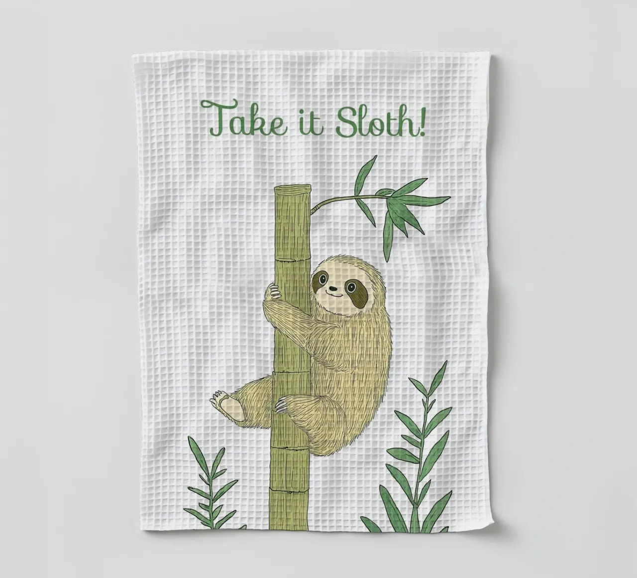 "Take it Sloth" Cute Funny Animal & Nature Forest Jungle art canovaccio da cucina da Kaji