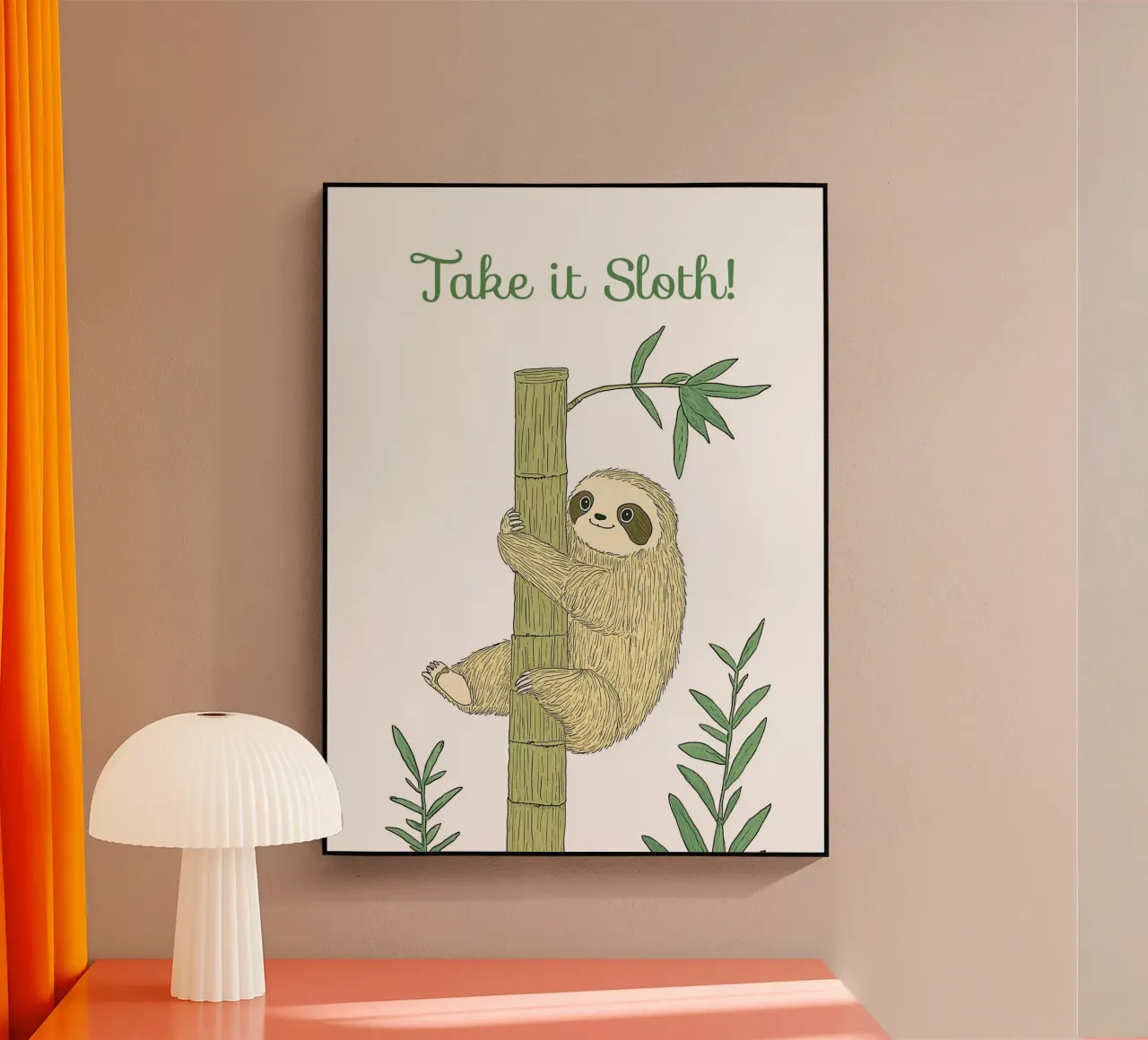 "Take it Sloth" Cute Funny Animal & Nature Forest Jungle art metacrilato de Kaji