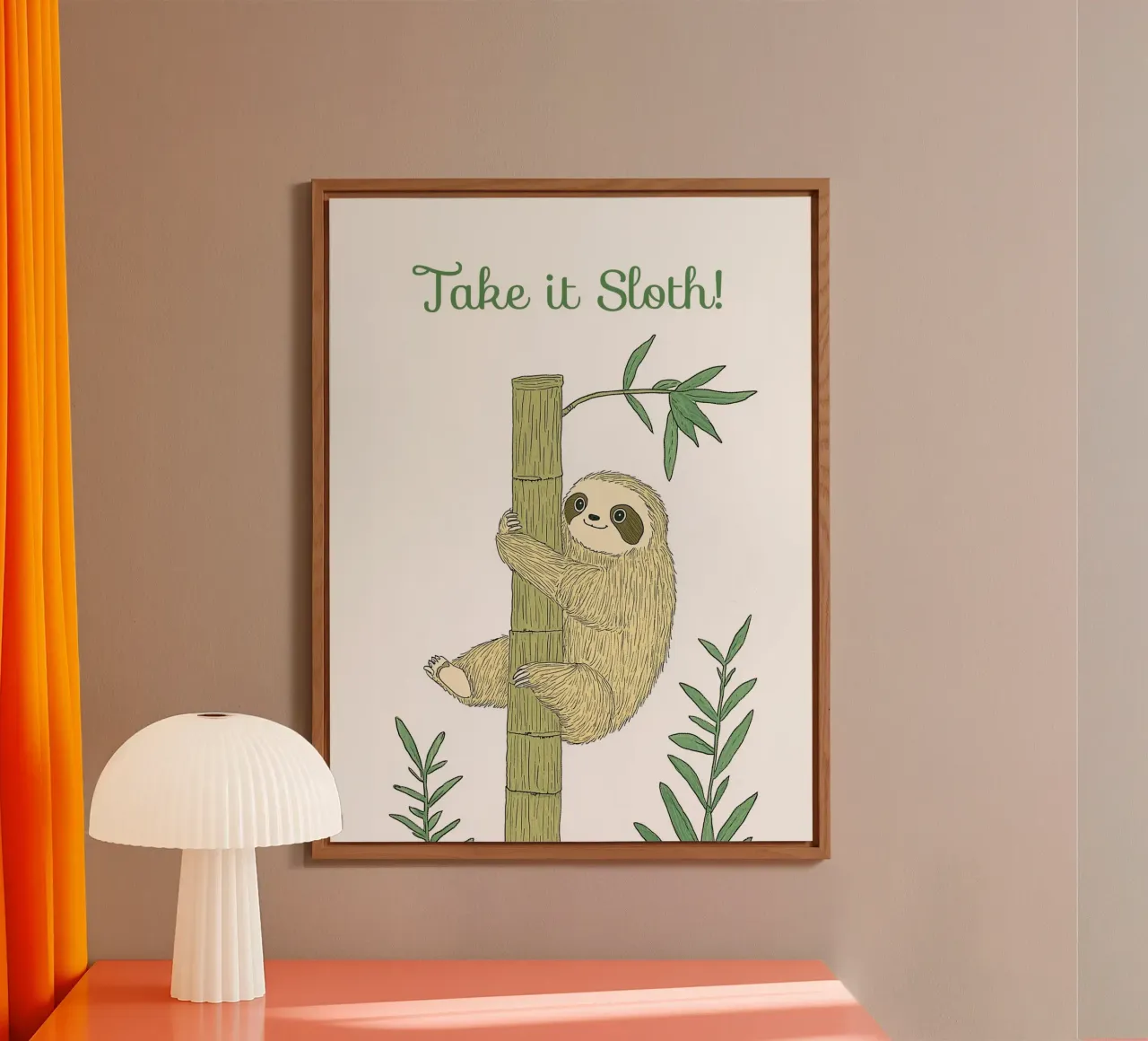 "Take it Sloth" Cute Funny Animal & Nature Forest Jungle art pannello forex da Kaji