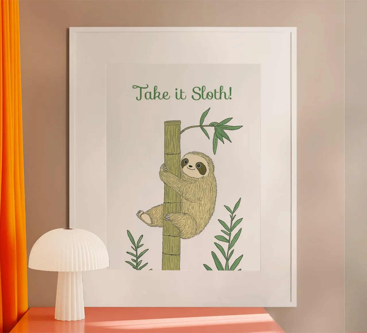 "Take it Sloth" Cute Funny Animal & Nature Forest Jungle art hahnemühle de Kaji