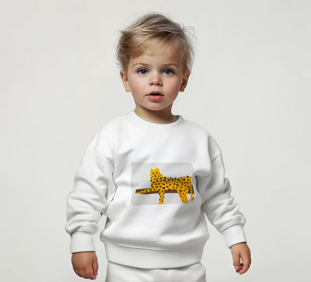 Leopard Lounging baby sweatshirt by Fox & Velvet
