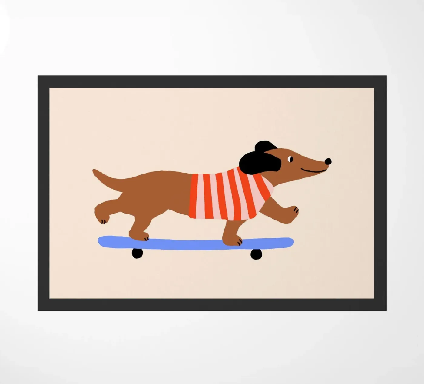 Dackel mit Skateboard Fußmatte von Maren Gross