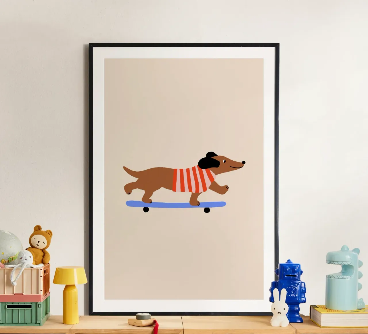 Teckel avec planche à roulettes poster de Maren Gross