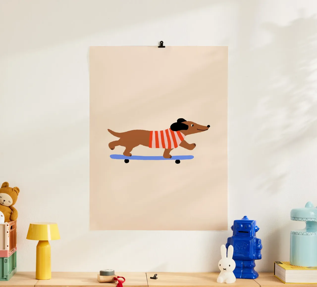 Teckel avec planche à roulettes poster de Maren Gross