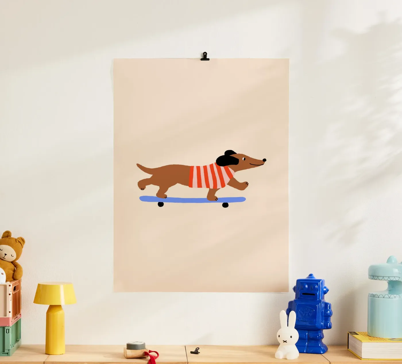 Dackel mit Skateboard Poster von Maren Gross