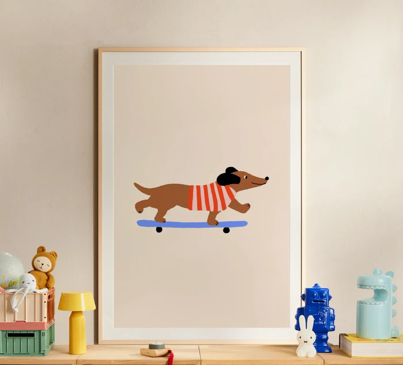 Dackel mit Skateboard Poster von Maren Gross