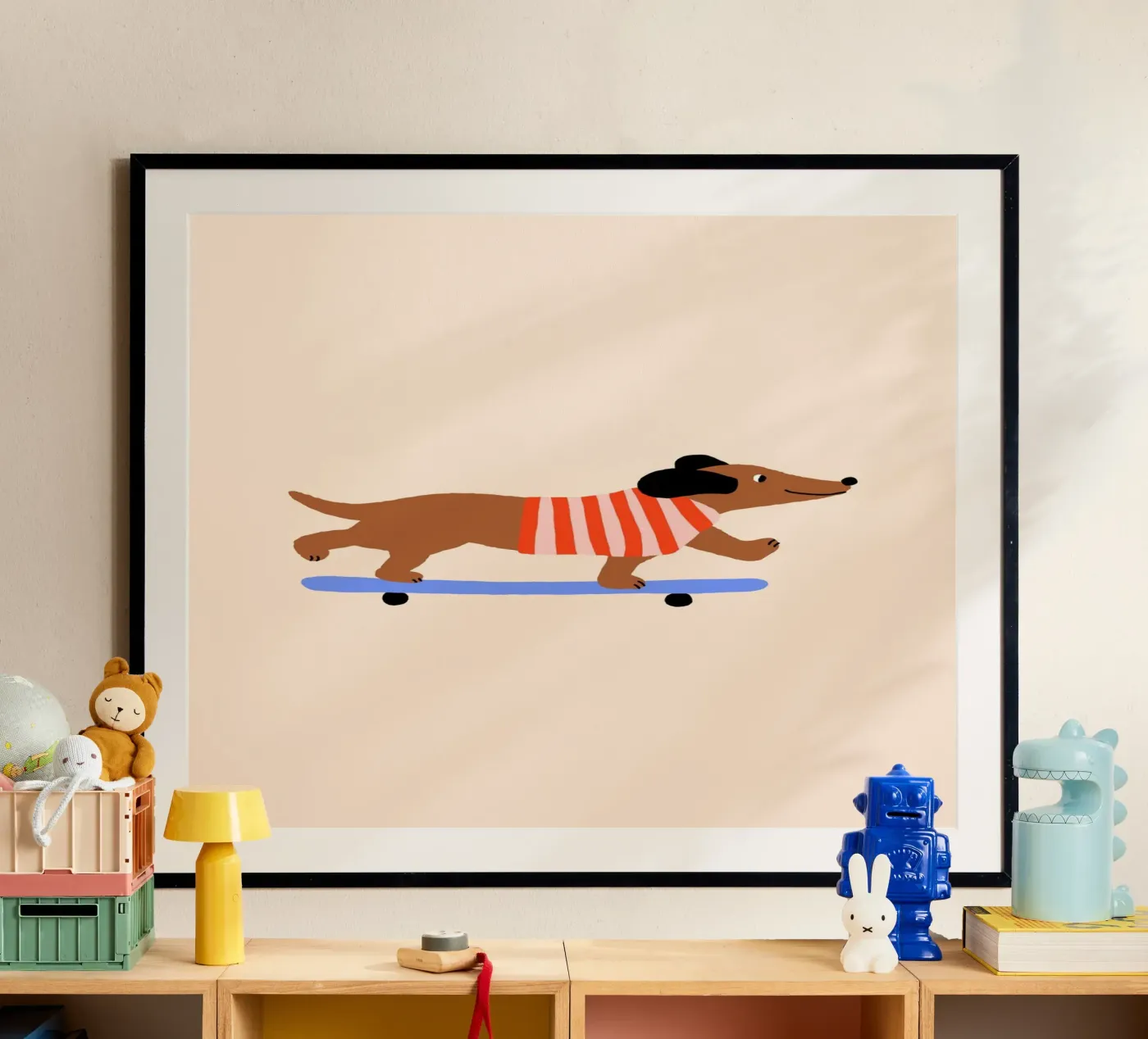 Dackel mit Skateboard Poster von Maren Gross