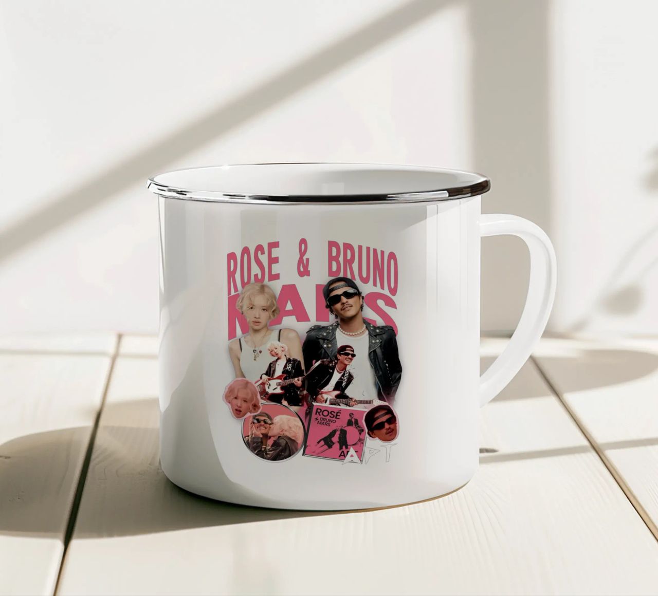 Rose e Bruno Mars tazza in smalto da Georgi Gutmannn