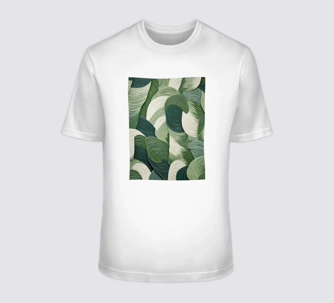 Groene bladeren Whirl t-shirt van Carinaprint